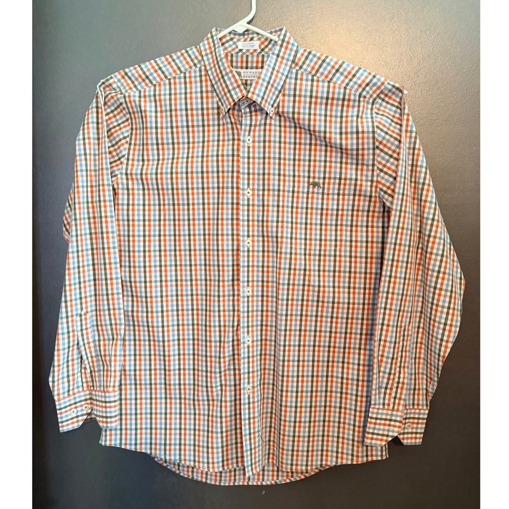 Onward Reserve Shirt Mens XL Multi Color Excellent Tailored Fit Non-Iron Cotton